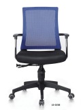 蓝色网面透气职员办公椅电脑椅可调节高低滑轮旋转椅办公电脑椅