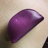 泛泛定制---Vintage 牛皮 手工 定制 紫色 零钱兜 杂物包 化妆包