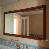 卫生间镜子壁挂浴室镜美式欧式全实木橡木色卫浴镜