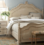 美式乡村实木床婚床法式仿古白双人床欧式做旧1.8米床地中海家具