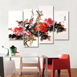 现代简约新中式牡丹花开富贵三联挂画沙发背景墙客厅装饰画无框画