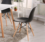 伊姆斯北欧式塑料洽谈椅实木电脑办公靠背凳子椅子宜家咖啡餐桌椅