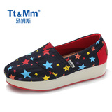 Tt&Mm/汤姆斯女鞋2016夏季新款帆布鞋韩版星星透气布鞋厚底松糕鞋