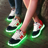 韩版情侣夜光鞋USB充电荧光LED七彩发光鞋男女休闲板鞋闪光灯鞋子