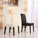 黑白皮革实木脚简约时尚皮质现代餐桌现代风格靠背椅餐椅整装包邮