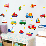 车幼儿园教室儿童房男孩卧室背景装饰小汽车墙壁贴画卡通墙贴纸车