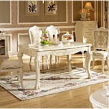 现代简约时尚欧式做旧宜家烤漆亮光白实木餐桌椅组合条形餐厅饭桌