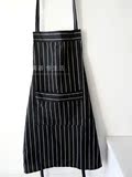 小陶器 黑色条纹围裙 欧式款 纯棉加厚 家居清洁 厨房清洁 日式