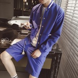 夏季林弯弯运动韩版套装青少年日系卫衣棉麻男装学生休闲服潮套装