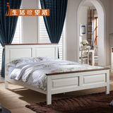 欧式白色全实木床地中海双人床成人1.5米单人床韩式床