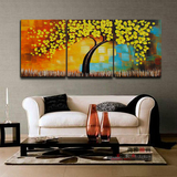 客厅沙发背景墙装饰画现代简约三联挂画壁画抽象立体油画发财树