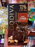 现货！美国直邮代购GODIVA高迪瓦黑巧克力大排100g 72%杏仁黑巧味