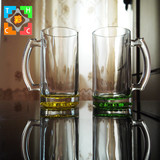 乐美雅透明玻璃水杯耐热茶杯啤酒杯创意彩色口杯玻璃大杯子套装