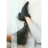 正品专柜代购 2015秋冬欧美女鞋粗跟V口中跟圆头踝靴马丁女靴短靴