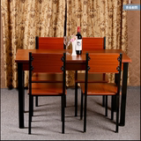 买一送4钢木餐桌四人长方形小户型餐桌餐厅快餐店饭店餐桌椅组合