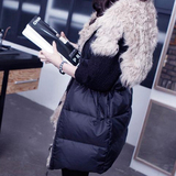 2016冬季新韩版羊羔毛皮草羽绒服马甲女带帽毛领 中长款背心外套