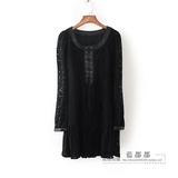 MF春秋装专柜正品品牌女装黑色蕾丝纯色显瘦时尚个性连衣裙 02235