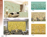 中式花鸟仿刺绣墙纸壁纸客厅沙发电视背景墙画大型壁画无缝无纺布