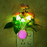 光控感应LED节能小夜灯创意蘑菇七彩发光花瓶 插电起夜喂奶床头灯