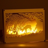 生日礼物教师节包邮DIY成品3D立体相框光影纸雕灯小夜灯床头台灯