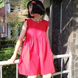 夏装日系减龄学院风软妹红色小礼服裙子少女无袖连衣裙学生背心裙