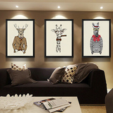 客厅装饰画 三联现代简约背景墙画餐厅挂画卧室壁画抽象动物头像