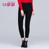 Lagogo拉谷谷专柜正品冬季新款纯黑色修身舒适打底裤EDU803H532