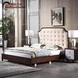 新中式床现代标准间床实木婚床双人床 酒店别墅会所样板房间家具
