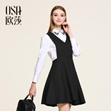 OSA欧莎2016春季新款女装 V领气质优雅无袖连衣裙女 A13081