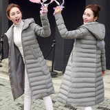 2016冬季韩版棉衣女中长款修身连帽带毛球大码过膝羽绒棉服外套潮