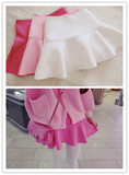 韩国a字裙新款太空棉半身裙粉色小短裙伞裙荷叶边修身甜美裙子