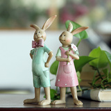美式乡村田园摆件家居装饰品工艺品客厅书房儿童房摆设情侣兔子