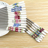 【天天特价】10十双装韩式骨瓷陶瓷柄不锈钢 筷子 圆筷餐具套装