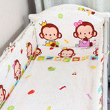 猴年全棉婴儿床上用品六件套纯棉活胆宝宝床品套件床围垫被组合装