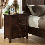 美式乡村实木床头柜欧式复古黑胡桃色置物柜现代简约卧室床头桌