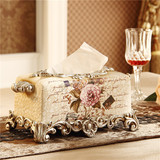 纸巾盒欧式客厅家居装饰摆件 树脂奢华复古创意桌面收纳盒抽纸盒