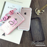 韩国小清新iphone6s手机壳苹果6plus挂绳指环支架粉色5.5s硅胶套