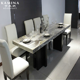 卡米纳正品牌天然灰洞石餐桌 现代理石餐台 餐厅家具定制KM-041E