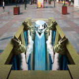 魔幻3D画展地贴一体墙油画电脑设计数码手绘艺术馆 龙头喷泉钻石