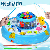 儿童钓鱼玩具磁性双层电动音乐旋转小猫钓鱼益智戏水玩具2-3-4岁