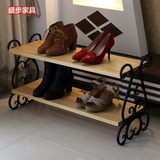 欧式客厅多层简易实木鞋架创意铁艺收纳双层鞋架子拖鞋架特价包邮