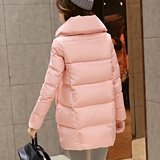 15冬款学生羽绒服女中长款韩版加厚抗寒保暖粉色欧洲站大码羽绒衣