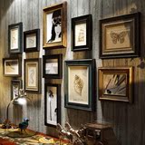手工客厅创意大背景美式中式古典实木照片墙相框墙相片框组合挂墙