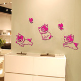 创意韩国可爱小狗蝴蝶立体墙贴卧室儿童房亚克力墙贴画3D墙贴纸