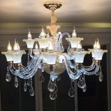 欧式现代简约客厅水晶吊灯变色 餐厅卧室蜡烛灯具创意书房吊灯饰
