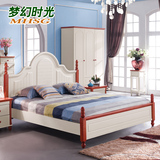 地中海床田园床美式乡村床儿童实木床1.5米1.8米白色双人床高箱床