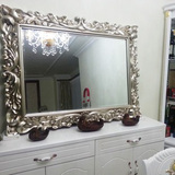 壁挂欧式浴室镜子巴洛克美式卫生间卫浴装饰镜防水理发店宾馆双盆