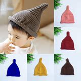 T818韩版单色小奶嘴帽宝宝帽婴儿针织帽新款儿童帽尖尖帽子冬季帽