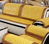 q夏季客厅实木椅垫麻将凉席沙发垫三人海绵坐垫带靠背简约