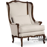 美式老虎椅实木单人沙发复古欧式实木沙发 单人椅可定制法式家具